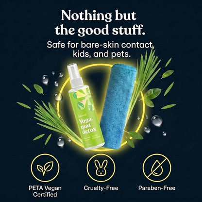ASUTRA Yoga Mat Cleaner Spray (Peaceful Lavender), 4 fl oz - No Slippery Residue, Organic Essential Oils, Deep-Cleansing for Fitness Gear & Gym Equipment, Microfiber Towel Included