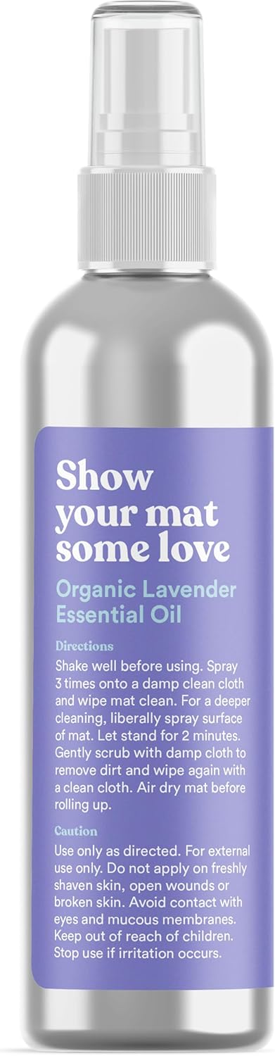 ASUTRA Yoga Mat Cleaner Spray (Peaceful Lavender), 4 fl oz - No Slippery Residue, Organic Essential Oils, Deep-Cleansing for Fitness Gear & Gym Equipment, Microfiber Towel Included