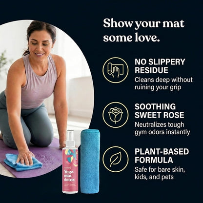 ASUTRA Yoga Mat Cleaner Spray (Peaceful Lavender), 4 fl oz - No Slippery Residue, Organic Essential Oils, Deep-Cleansing for Fitness Gear & Gym Equipment, Microfiber Towel Included
