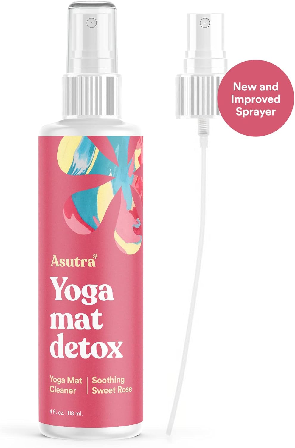 ASUTRA Yoga Mat Cleaner Spray (Peaceful Lavender), 4 fl oz - No Slippery Residue, Organic Essential Oils, Deep-Cleansing for Fitness Gear & Gym Equipment, Microfiber Towel Included