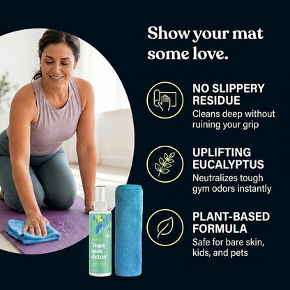 ASUTRA Yoga Mat Cleaner Spray (Peaceful Lavender), 4 fl oz - No Slippery Residue, Organic Essential Oils, Deep-Cleansing for Fitness Gear & Gym Equipment, Microfiber Towel Included