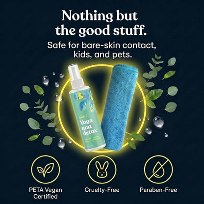 ASUTRA Yoga Mat Cleaner Spray (Peaceful Lavender), 4 fl oz - No Slippery Residue, Organic Essential Oils, Deep-Cleansing for Fitness Gear & Gym Equipment, Microfiber Towel Included