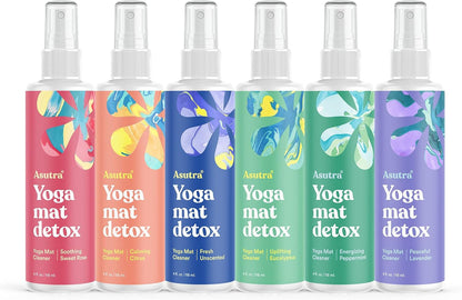 ASUTRA Yoga Mat Cleaner Spray (Peaceful Lavender), 4 fl oz - No Slippery Residue, Organic Essential Oils, Deep-Cleansing for Fitness Gear & Gym Equipment, Microfiber Towel Included