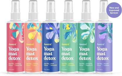 ASUTRA Yoga Mat Cleaner Spray (Peaceful Lavender), 4 fl oz - No Slippery Residue, Organic Essential Oils, Deep-Cleansing for Fitness Gear & Gym Equipment, Microfiber Towel Included