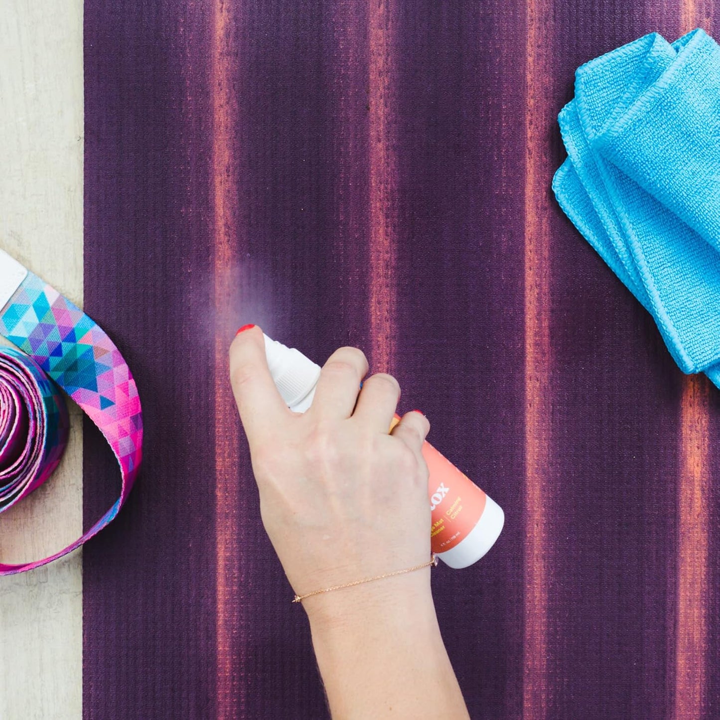 ASUTRA Yoga Mat Cleaner Spray (Peaceful Lavender), 4 fl oz - No Slippery Residue, Organic Essential Oils, Deep-Cleansing for Fitness Gear & Gym Equipment, Microfiber Towel Included