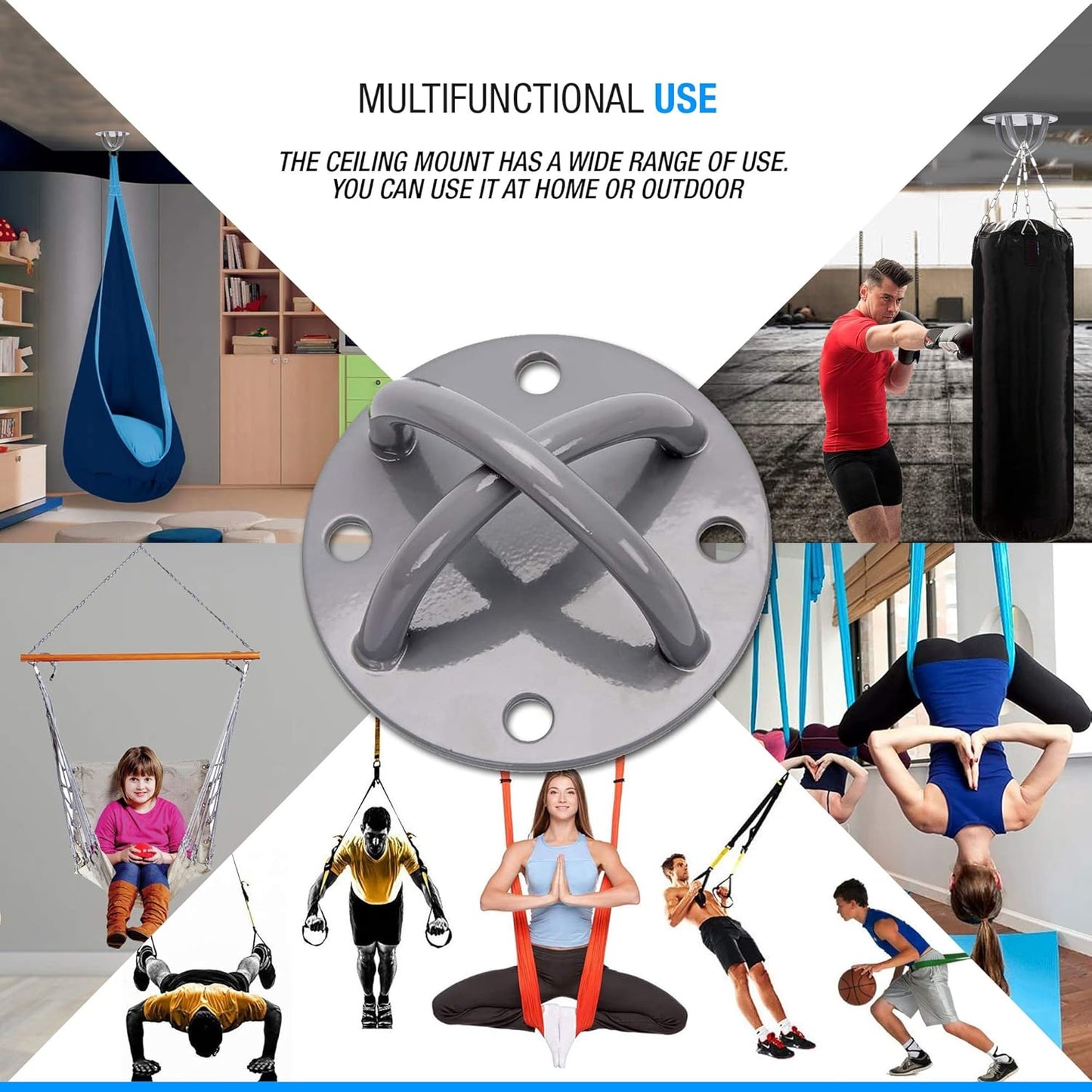 Training Anchor Mount Hook for Suspention-Trainer Straps, Ceiling Mount Bracket for Yoga Swing Trapeze Hammock, TRX Suspension Straps, Boxing Punching Bags & Battle Ropes