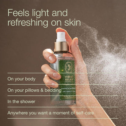 Aromatherapy Lavender Vanilla Essential Oil Mist, Body Spray with Vitamin E and Aloe, Pillow Spray for Calming Bedtime Relaxation, 5.3 fl oz - 1 Pack