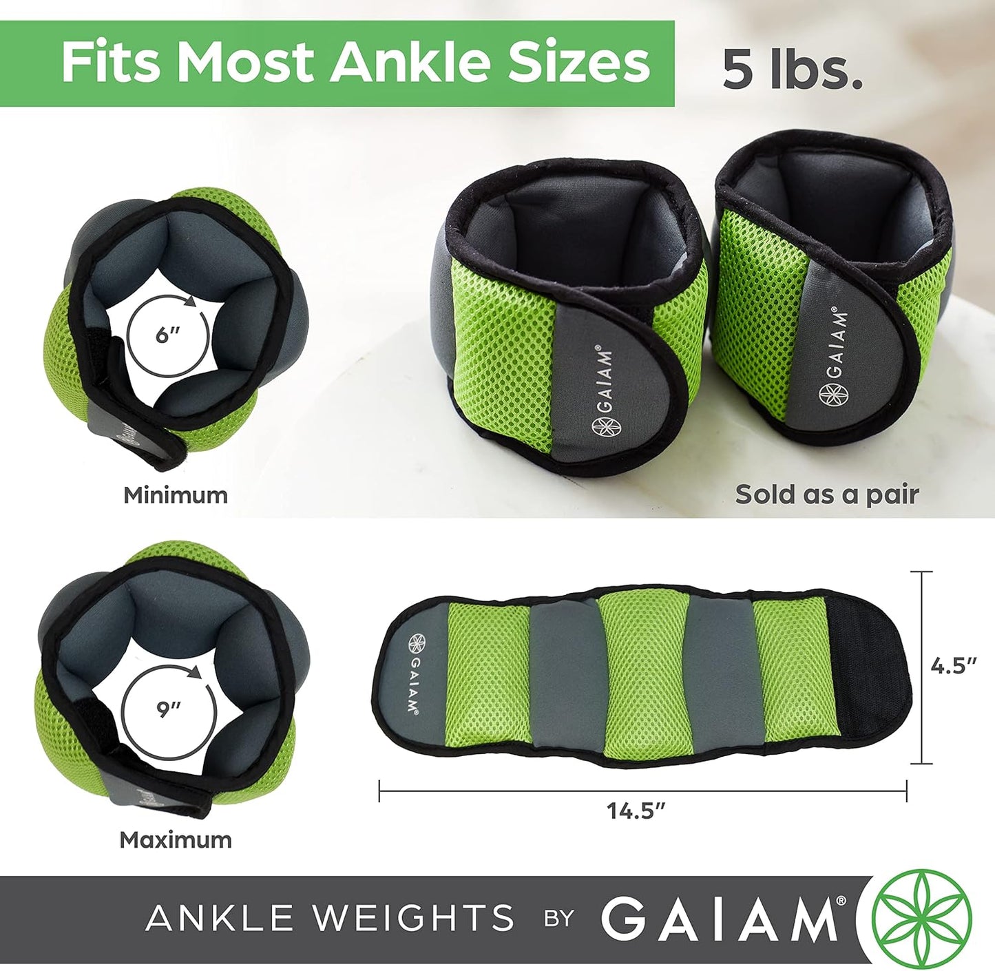 Ankle Weights, Wearable Bracelet to Strengthen, Tone & Sculpt, Adjustable Ankle Weights for Women & Men for Yoga, Dance, Pilates, Barre, Cardio, Home & Gym Use