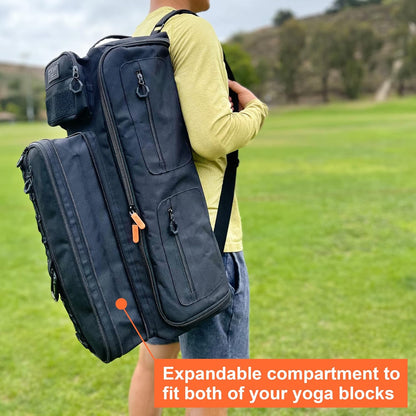 Tactical Inspired Yoga Bag for Adult Men. Heavy Duty Yoga Bags and Carriers Fits All Your Stuff. Yoga Mat Bag with Expandable Compartment for 2 Yoga Blocks & Multiple Pockets - Yoga Mat Carrier