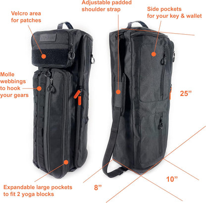 Tactical Inspired Yoga Bag for Adult Men. Heavy Duty Yoga Bags and Carriers Fits All Your Stuff. Yoga Mat Bag with Expandable Compartment for 2 Yoga Blocks & Multiple Pockets - Yoga Mat Carrier