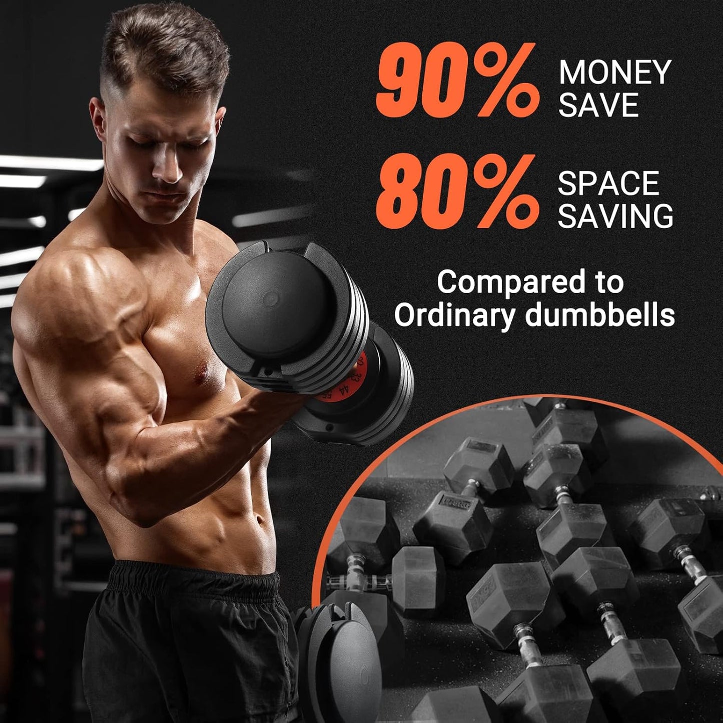 25/55 lbs Pair Adjustable Dumbbell Set, Adiust Dumbbell Weight for Exercises Pair Dumbbells for Men and Women in Home