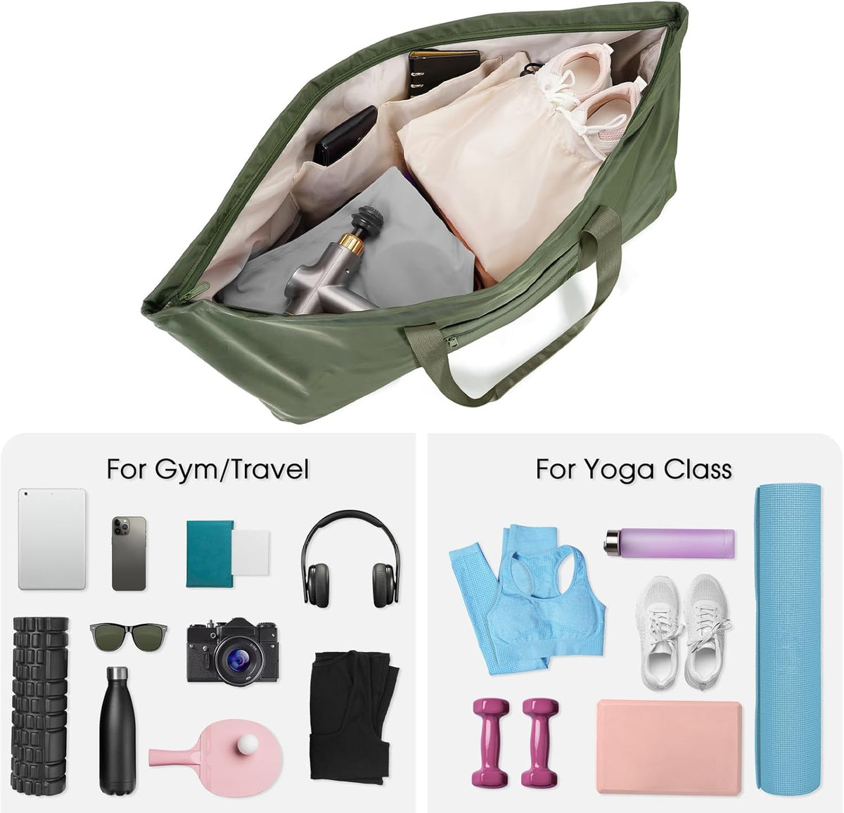 Large Yoga Mat Bag Trolley Sleeve Gym Carrier Shoe Bag Wet Pocket | water-resistant fabric, large capacity,wide full-zip opening,separate shoe bag,2 yoga mat holder straps,multi-pocket storage
