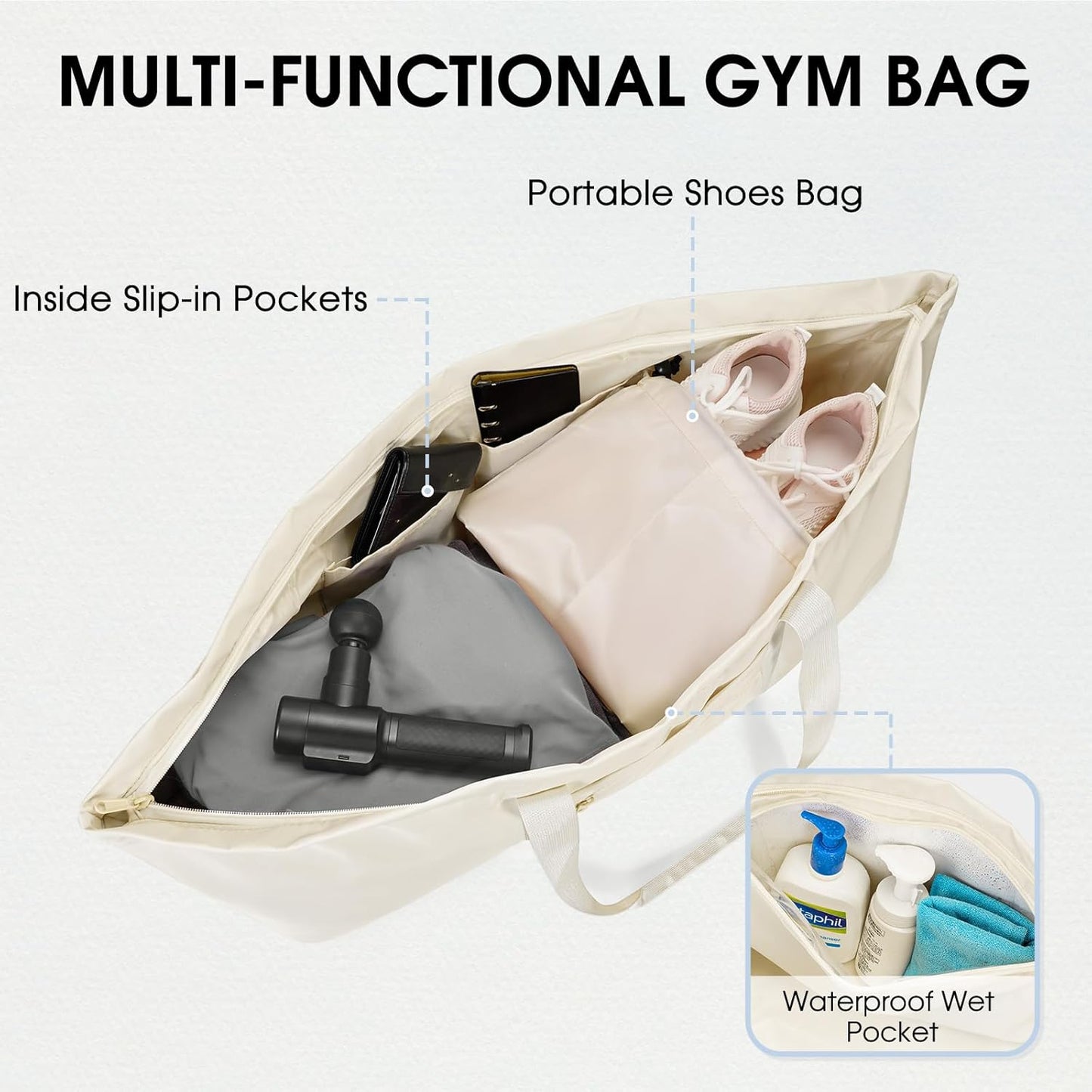 Large Yoga Mat Bag Trolley Sleeve Gym Carrier Shoe Bag Wet Pocket | water-resistant fabric, large capacity,wide full-zip opening,separate shoe bag,2 yoga mat holder straps,multi-pocket storage