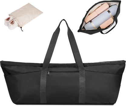 Large Yoga Mat Bag Trolley Sleeve Gym Carrier Shoe Bag Wet Pocket | water-resistant fabric, large capacity,wide full-zip opening,separate shoe bag,2 yoga mat holder straps,multi-pocket storage