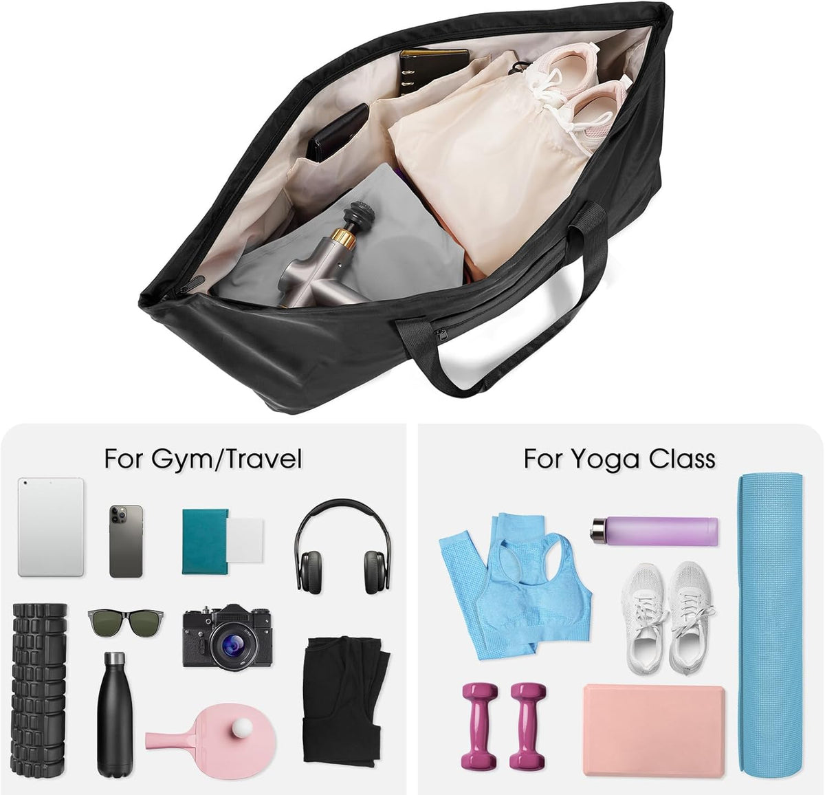 Large Yoga Mat Bag Trolley Sleeve Gym Carrier Shoe Bag Wet Pocket | water-resistant fabric, large capacity,wide full-zip opening,separate shoe bag,2 yoga mat holder straps,multi-pocket storage