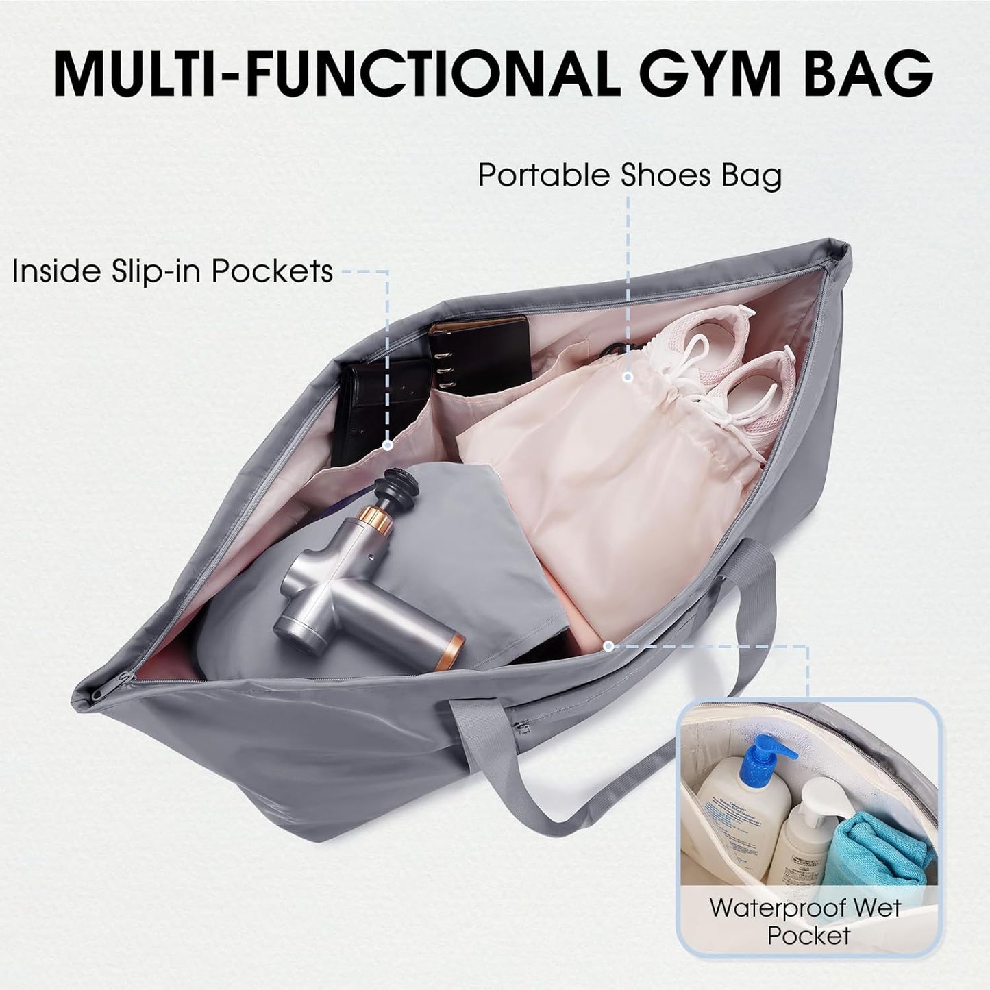 Large Yoga Mat Bag Trolley Sleeve Gym Carrier Shoe Bag Wet Pocket | water-resistant fabric, large capacity,wide full-zip opening,separate shoe bag,2 yoga mat holder straps,multi-pocket storage