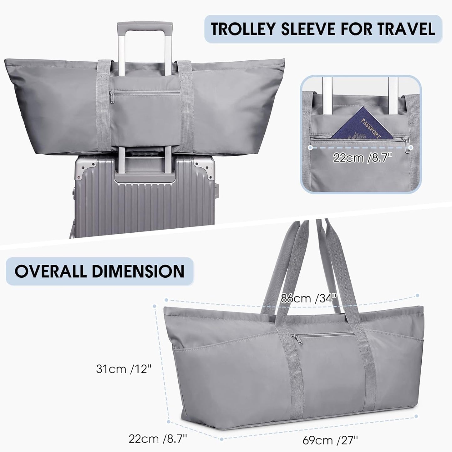 Large Yoga Mat Bag Trolley Sleeve Gym Carrier Shoe Bag Wet Pocket | water-resistant fabric, large capacity,wide full-zip opening,separate shoe bag,2 yoga mat holder straps,multi-pocket storage