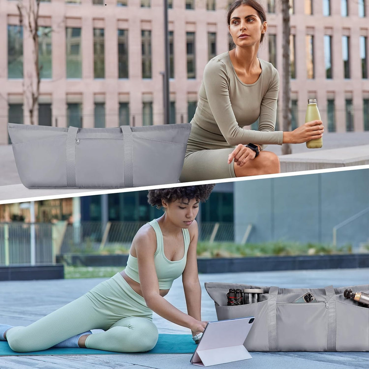 Large Yoga Mat Bag Trolley Sleeve Gym Carrier Shoe Bag Wet Pocket | water-resistant fabric, large capacity,wide full-zip opening,separate shoe bag,2 yoga mat holder straps,multi-pocket storage