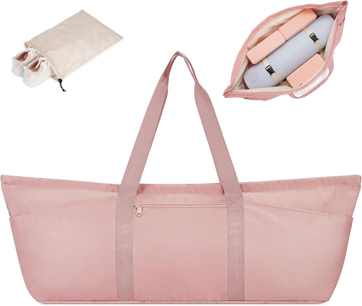 Large Yoga Mat Bag Trolley Sleeve Gym Carrier Shoe Bag Wet Pocket | water-resistant fabric, large capacity,wide full-zip opening,separate shoe bag,2 yoga mat holder straps,multi-pocket storage