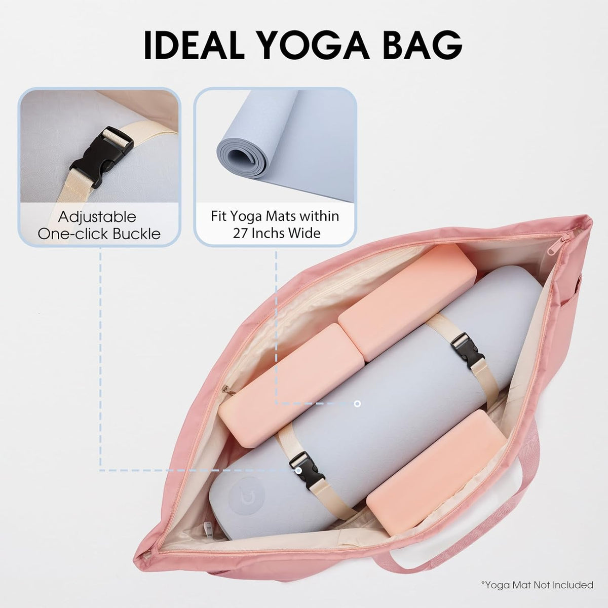 Large Yoga Mat Bag Trolley Sleeve Gym Carrier Shoe Bag Wet Pocket | water-resistant fabric, large capacity,wide full-zip opening,separate shoe bag,2 yoga mat holder straps,multi-pocket storage