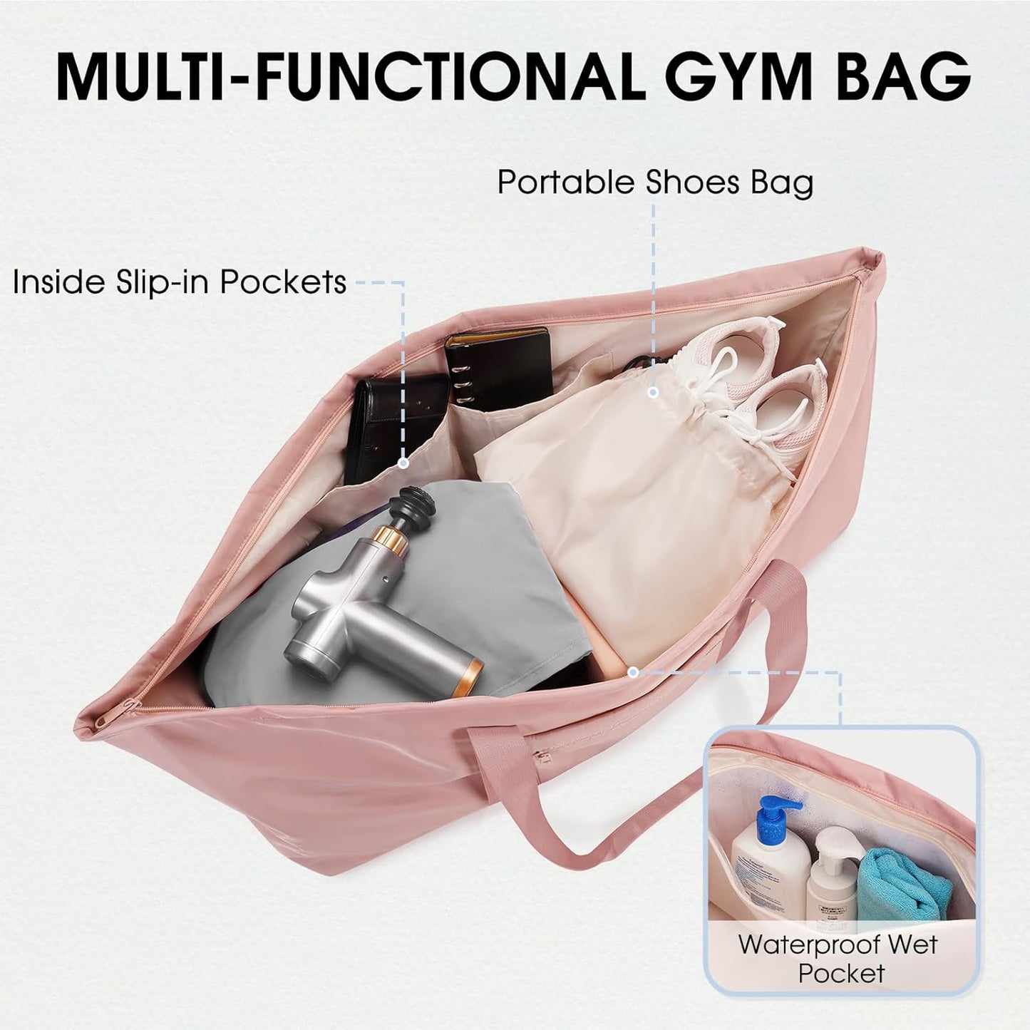 Large Yoga Mat Bag Trolley Sleeve Gym Carrier Shoe Bag Wet Pocket | water-resistant fabric, large capacity,wide full-zip opening,separate shoe bag,2 yoga mat holder straps,multi-pocket storage
