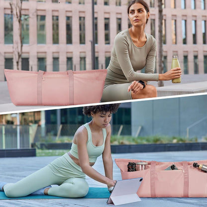 Large Yoga Mat Bag Trolley Sleeve Gym Carrier Shoe Bag Wet Pocket | water-resistant fabric, large capacity,wide full-zip opening,separate shoe bag,2 yoga mat holder straps,multi-pocket storage