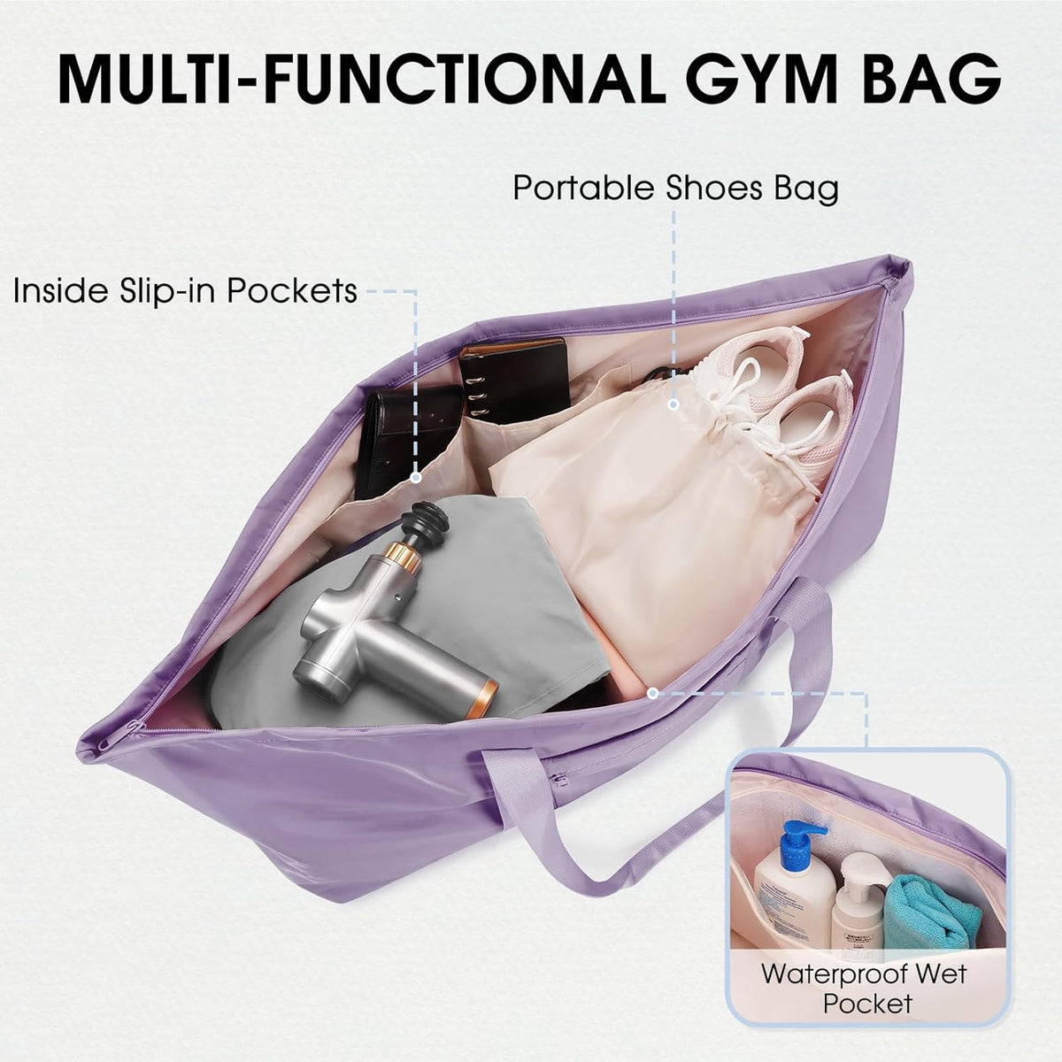 Large Yoga Mat Bag Trolley Sleeve Gym Carrier Shoe Bag Wet Pocket | water-resistant fabric, large capacity,wide full-zip opening,separate shoe bag,2 yoga mat holder straps,multi-pocket storage