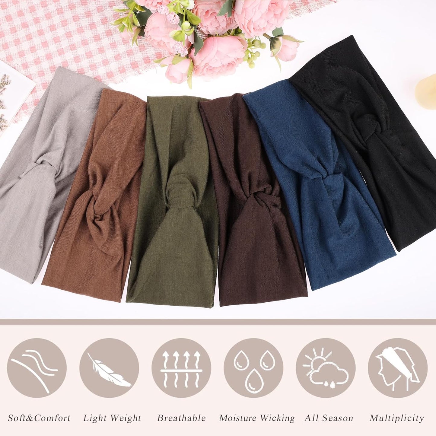 3Pcs Headbands for Women Workout, Women's Fashion Non Slip Moisture Wicking Sweatband for Sports Athletic Yoga Headband