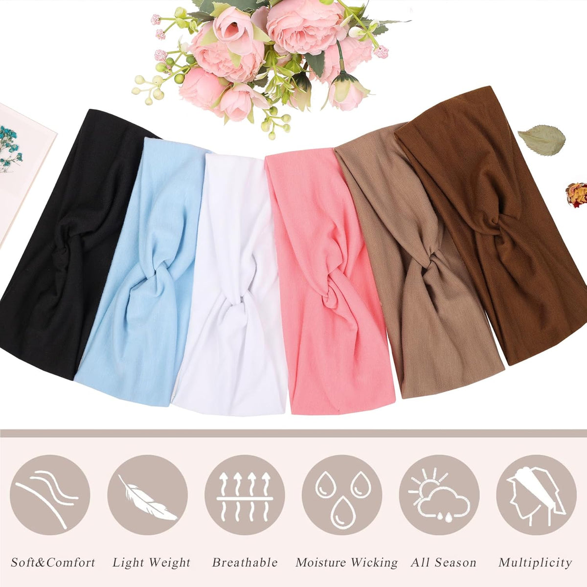 3Pcs Headbands for Women Workout, Women's Fashion Non Slip Moisture Wicking Sweatband for Sports Athletic Yoga Headband