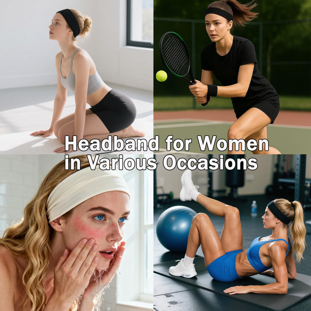3Pcs Headbands for Women Workout, Women's Fashion Non Slip Moisture Wicking Sweatband for Sports Athletic Yoga Headband