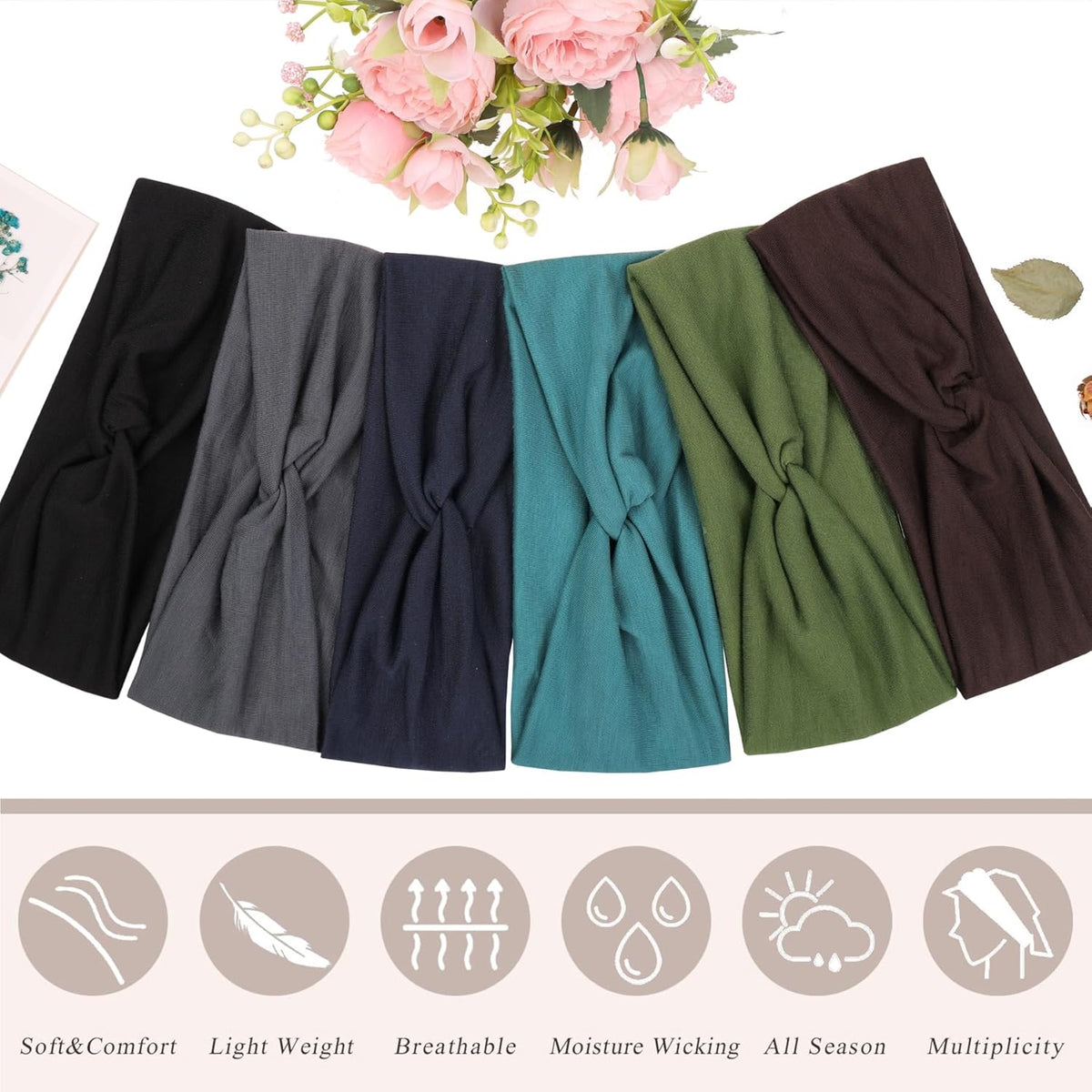 3Pcs Headbands for Women Workout, Women's Fashion Non Slip Moisture Wicking Sweatband for Sports Athletic Yoga Headband