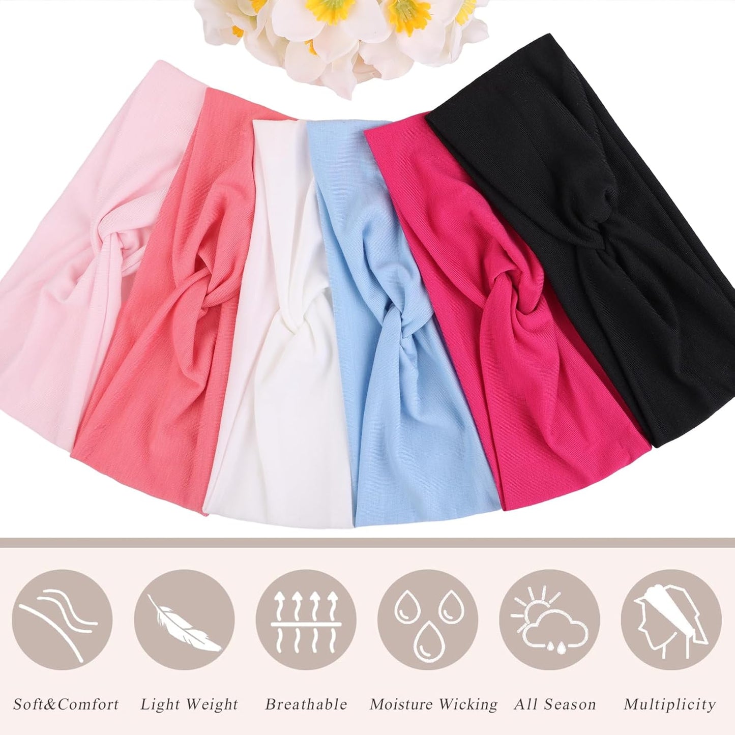 3Pcs Headbands for Women Workout, Women's Fashion Non Slip Moisture Wicking Sweatband for Sports Athletic Yoga Headband