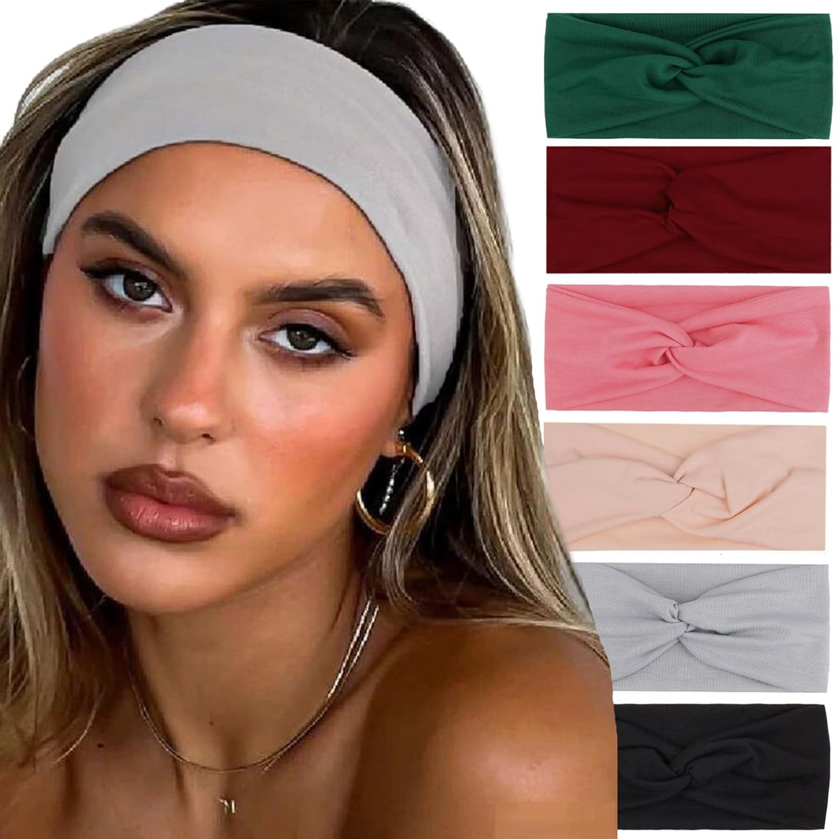 3Pcs Headbands for Women Workout, Women's Fashion Non Slip Moisture Wicking Sweatband for Sports Athletic Yoga Headband