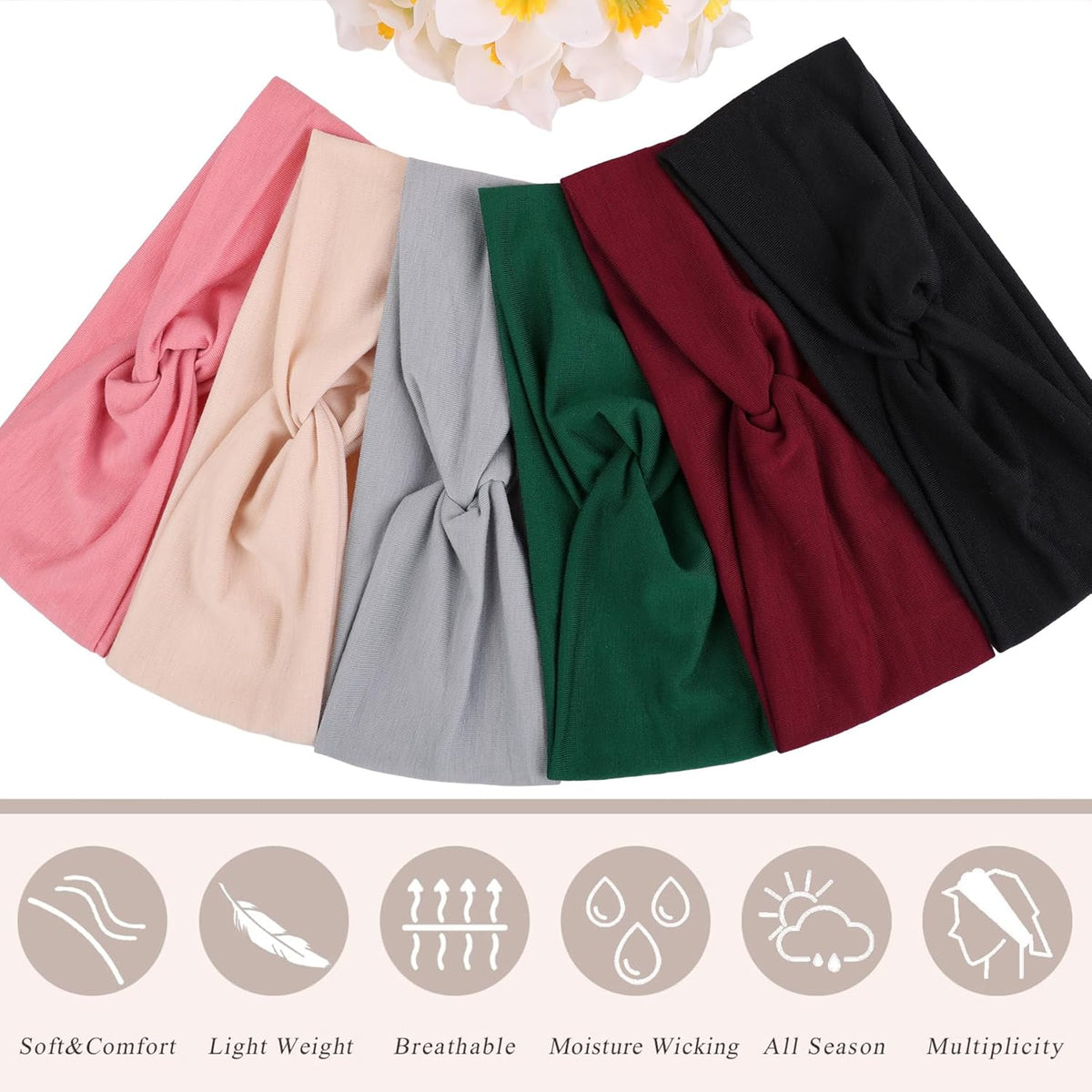 3Pcs Headbands for Women Workout, Women's Fashion Non Slip Moisture Wicking Sweatband for Sports Athletic Yoga Headband