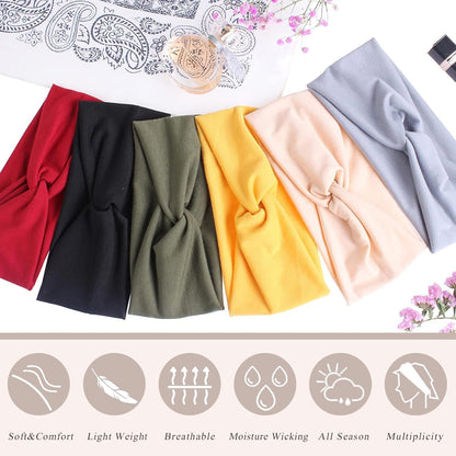 3Pcs Headbands for Women Workout, Women's Fashion Non Slip Moisture Wicking Sweatband for Sports Athletic Yoga Headband