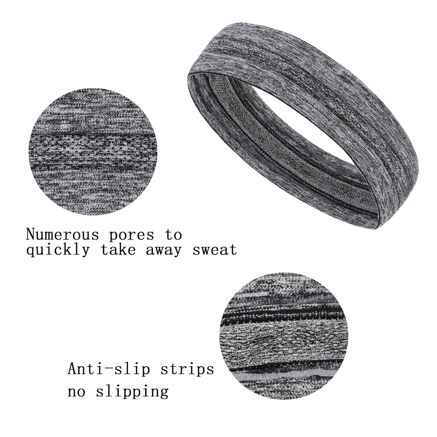 3Pcs Headbands for Women Workout, Women's Fashion Non Slip Moisture Wicking Sweatband for Sports Athletic Yoga Headband