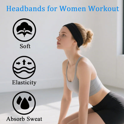 3Pcs Headbands for Women Workout, Women's Fashion Non Slip Moisture Wicking Sweatband for Sports Athletic Yoga Headband