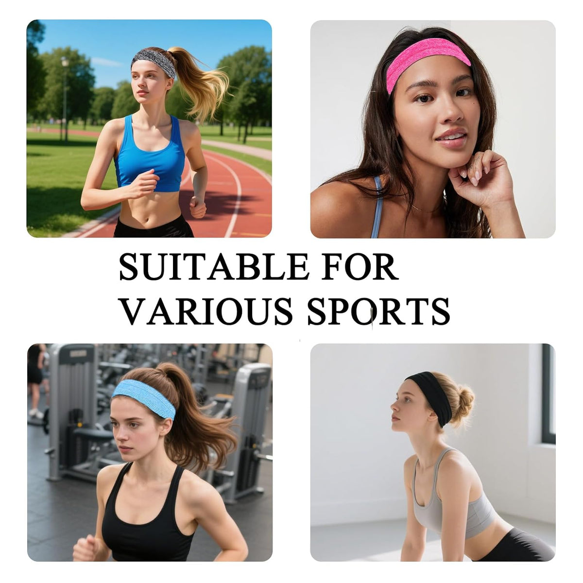 3Pcs Headbands for Women Workout, Women's Fashion Non Slip Moisture Wicking Sweatband for Sports Athletic Yoga Headband