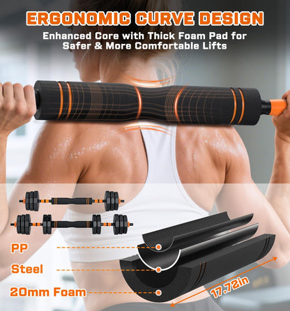 5-in-1 Adjustable Dumbbell Set, 33/44/66/88lbs Free Weights Set with Connector, Used as Kettlebells, Barbell, Push up Stand, Standard 1" Plates, Fitness Exercises for Home Gym Suitable Women/Men