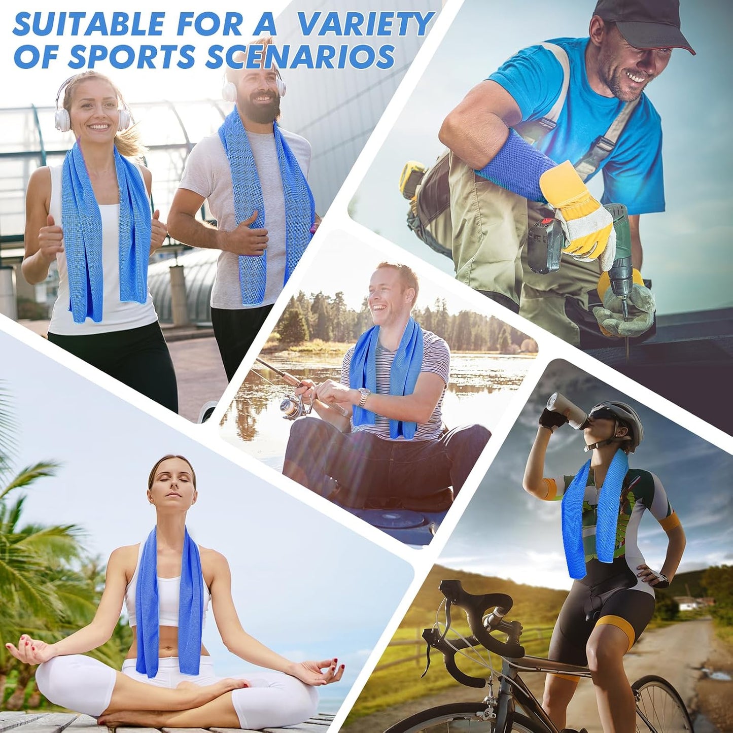 Cooling Towels for Neck and Face - 4 Pack 47x12 Inch Ice Cold Microfiber Towels, Soft & Breathable Cooling Towel for Hot Weather, Sports, Yoga, Workout, Running, Golf, Camping