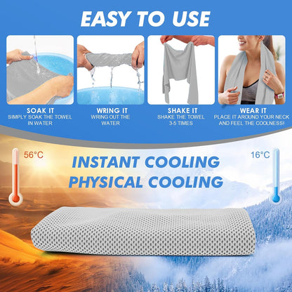 Cooling Towels for Neck and Face - 4 Pack 47x12 Inch Ice Cold Microfiber Towels, Soft & Breathable Cooling Towel for Hot Weather, Sports, Yoga, Workout, Running, Golf, Camping