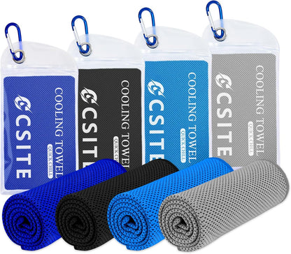 Cooling Towels for Neck and Face - 4 Pack 47x12 Inch Ice Cold Microfiber Towels, Soft & Breathable Cooling Towel for Hot Weather, Sports, Yoga, Workout, Running, Golf, Camping