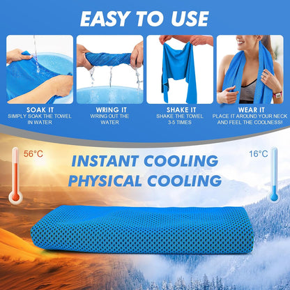 Cooling Towels for Neck and Face - 4 Pack 47x12 Inch Ice Cold Microfiber Towels, Soft & Breathable Cooling Towel for Hot Weather, Sports, Yoga, Workout, Running, Golf, Camping