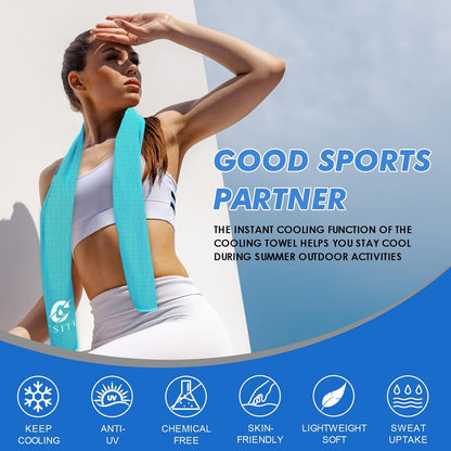 Cooling Towels for Neck and Face - 4 Pack 47x12 Inch Ice Cold Microfiber Towels, Soft & Breathable Cooling Towel for Hot Weather, Sports, Yoga, Workout, Running, Golf, Camping