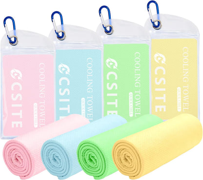 Cooling Towels for Neck and Face - 4 Pack 47x12 Inch Ice Cold Microfiber Towels, Soft & Breathable Cooling Towel for Hot Weather, Sports, Yoga, Workout, Running, Golf, Camping