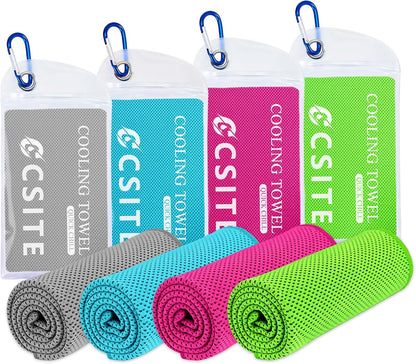 Cooling Towels for Neck and Face - 4 Pack 47x12 Inch Ice Cold Microfiber Towels, Soft & Breathable Cooling Towel for Hot Weather, Sports, Yoga, Workout, Running, Golf, Camping