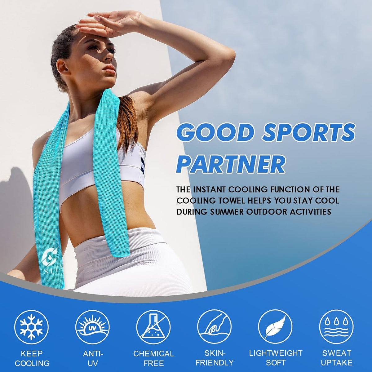 Cooling Towels for Neck and Face - 4 Pack 47x12 Inch Ice Cold Microfiber Towels, Soft & Breathable Cooling Towel for Hot Weather, Sports, Yoga, Workout, Running, Golf, Camping