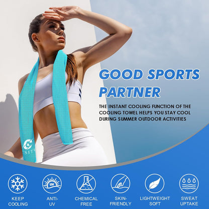 Cooling Towels for Neck and Face - 4 Pack 47x12 Inch Ice Cold Microfiber Towels, Soft & Breathable Cooling Towel for Hot Weather, Sports, Yoga, Workout, Running, Golf, Camping