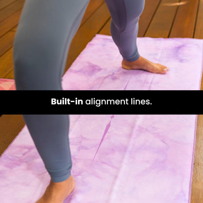 Yoga Drip Hot Yoga Towel – Non Slip Yoga Mat Towel with Corner Pockets, Silicone Grip Dots & Subtle Alignment Lines | Sweat Absorbent, Moisture Wicking, Quick Dry | No Bunching or Sliding | 72” x 26”