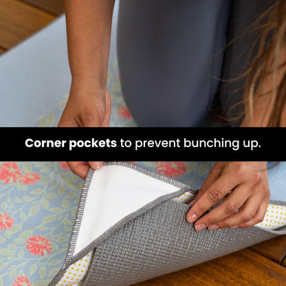 Yoga Drip Hot Yoga Towel – Non Slip Yoga Mat Towel with Corner Pockets, Silicone Grip Dots & Subtle Alignment Lines | Sweat Absorbent, Moisture Wicking, Quick Dry | No Bunching or Sliding | 72” x 26”